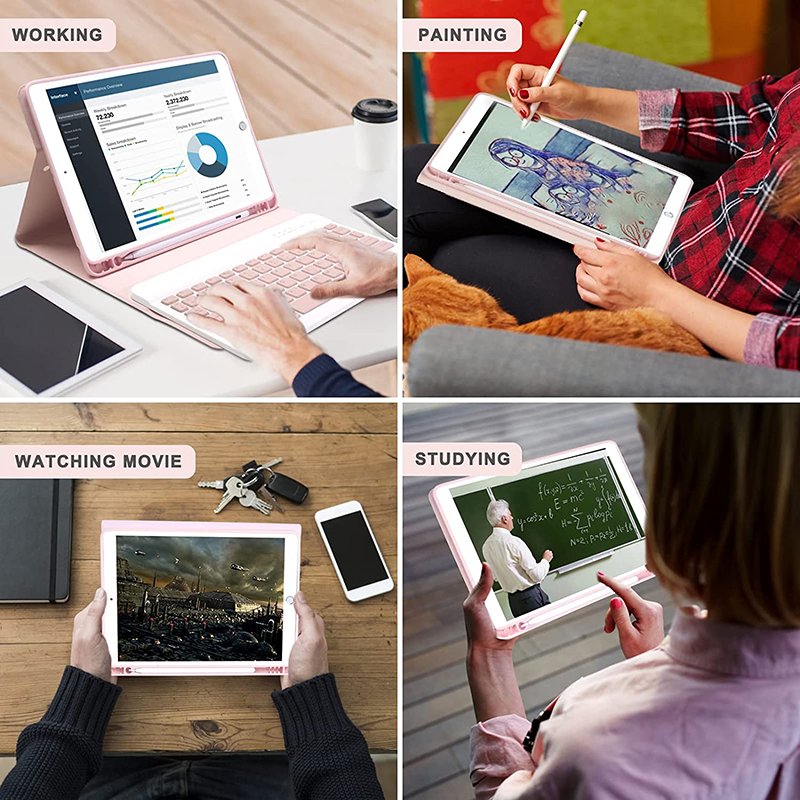 10.2 Inch Shockproof Tablet Leather Case with Wireless Keyboard for Ipad Customized Package 20 Folding Smart Cover Case 26 10pcs