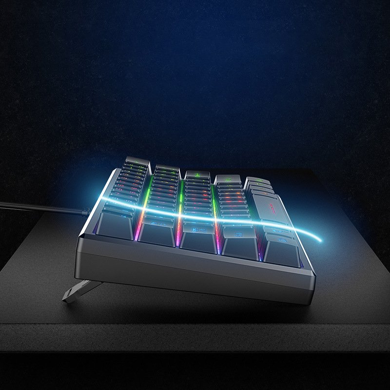 Mini Wired Mechanical Gaming Keyboard 62-Key RGB Backlit Waterproof with LED Light