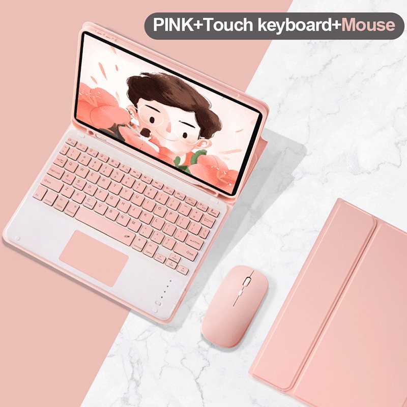 Keyboard case for iPad 10.2 tablet cover with touchpad keyboard & mouse backlight soft silicone protective shell