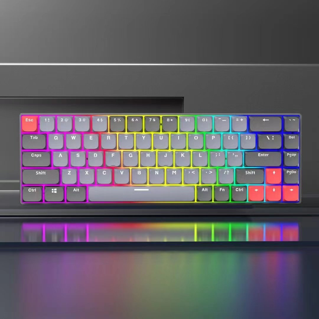 60% Layout 68 Keys Ultra-Slim Hot-Swappable Wired USB RGB Mechanical Keyboard with Low-Profile Keycaps Optical Red Switch