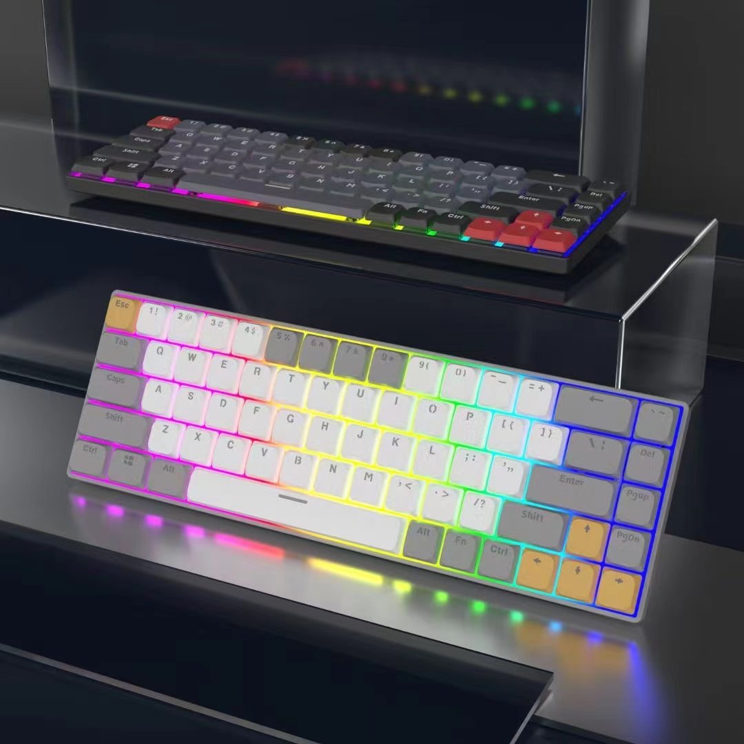 60% Layout 68 Keys Ultra-Slim Hot-Swappable Wired USB RGB Mechanical Keyboard with Low-Profile Keycaps Optical Red Switch