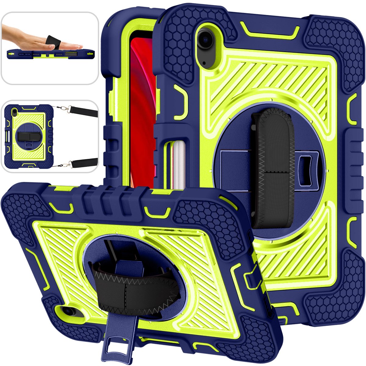 Chinese Manufacturer Cover Tablet Navy Blue + Yellow Green Heavy Duty Tablet Case For Ipad Mini 6 8.3Inch Keyboard Case