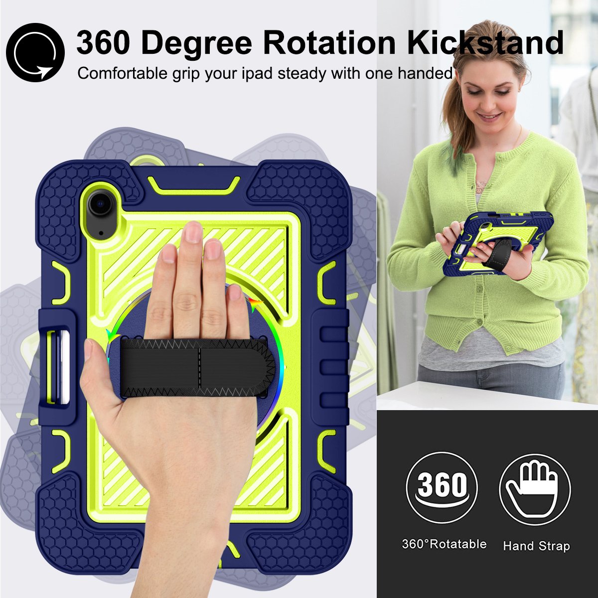 Chinese Manufacturer Cover Tablet Navy Blue + Yellow Green Heavy Duty Tablet Case For Ipad Mini 6 8.3Inch Keyboard Case