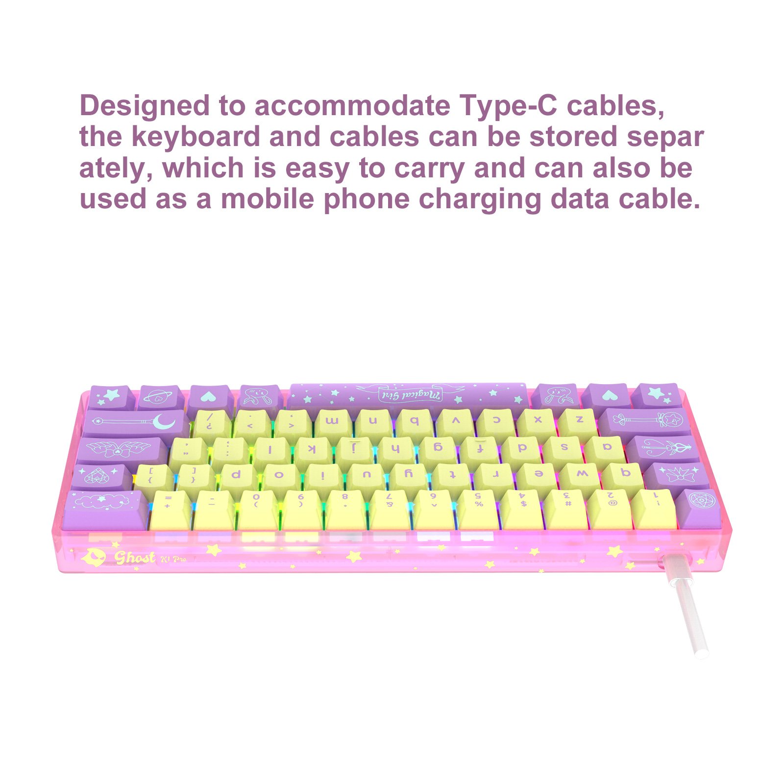 TOPSTYLE TKB-K1 Type C Wired Mechanical Gaming Keyboard Full Keys Punchless Wired USB 60% Mechanical Keyboard RGB 61 Keys OEM
