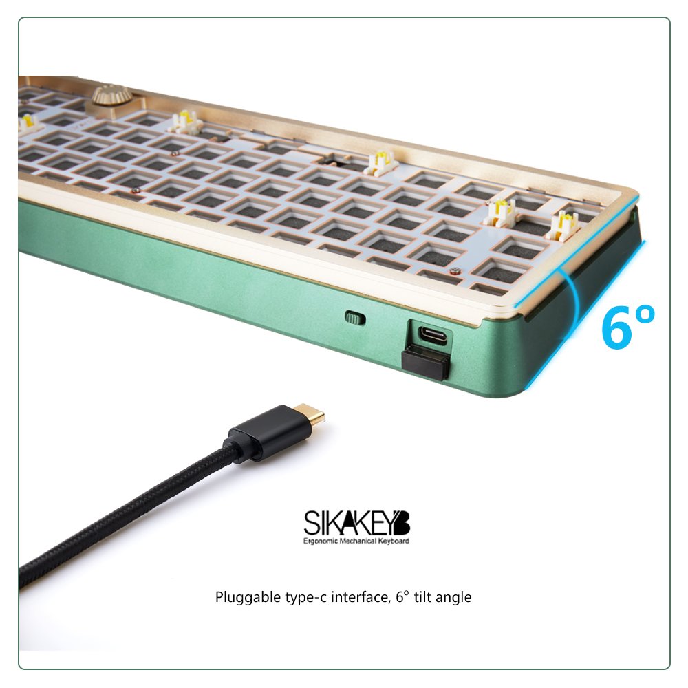 SIKAKEYB SK6 Castle 65% 68 Keys Volume Knob BT 2.4G Triple Mode for PC Computer Gamer Ergonomic Mechanical Keyboard Kit