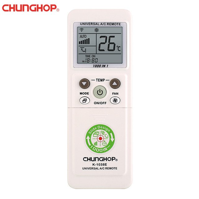 Original Authentic Chunghop Remote K-1038E Button Hidden Sliding Cover Remote Control For Air Conditioner