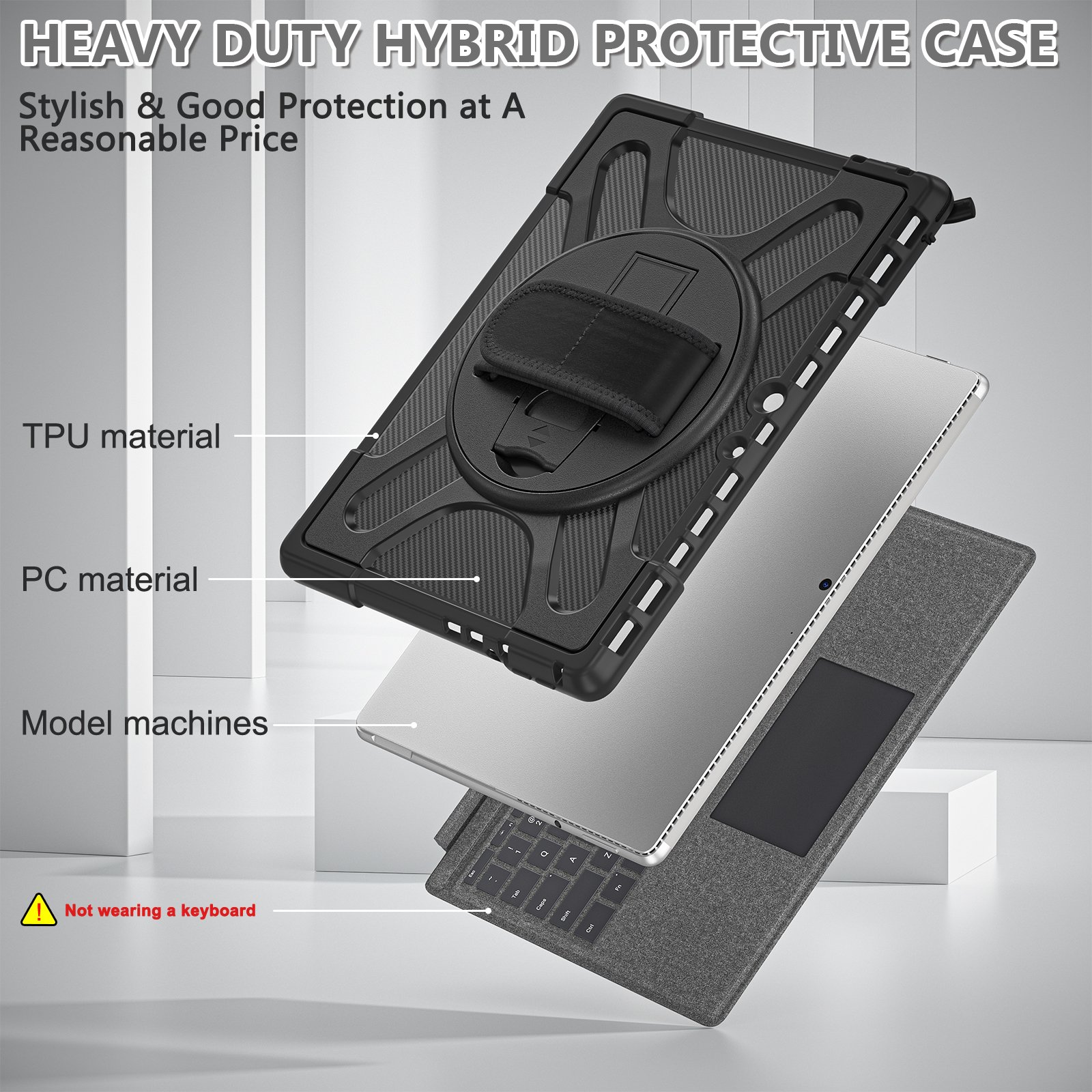 Heavy Duty Rugged Protective Case for Microsoft Surface Pro 8 13 inch with 360 rotatable Kickstand Keyboard attached available