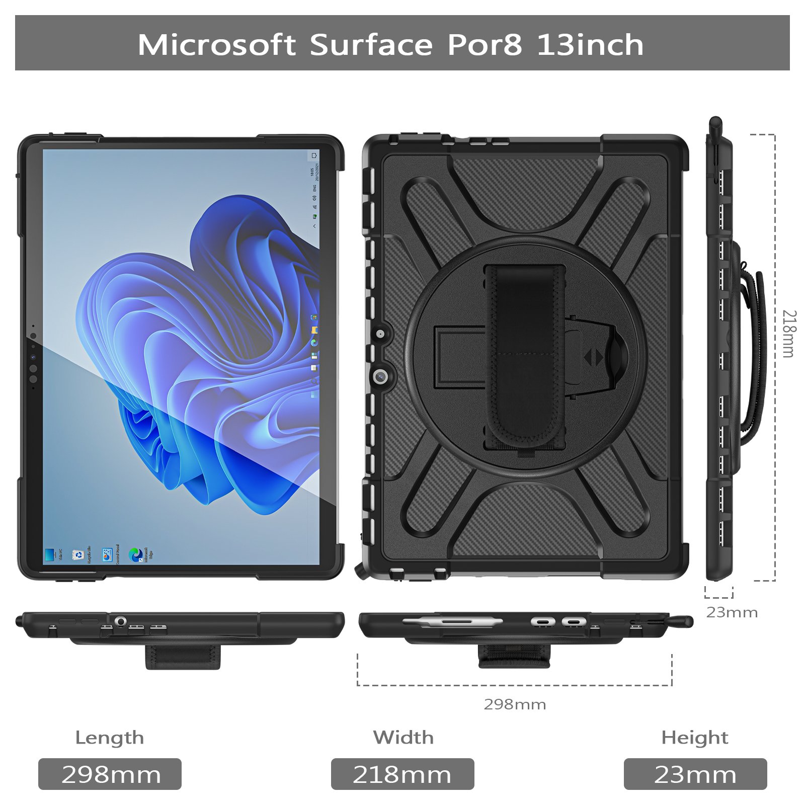 Heavy Duty Rugged Protective Case for Microsoft Surface Pro 8 13 inch with 360 rotatable Kickstand Keyboard attached available