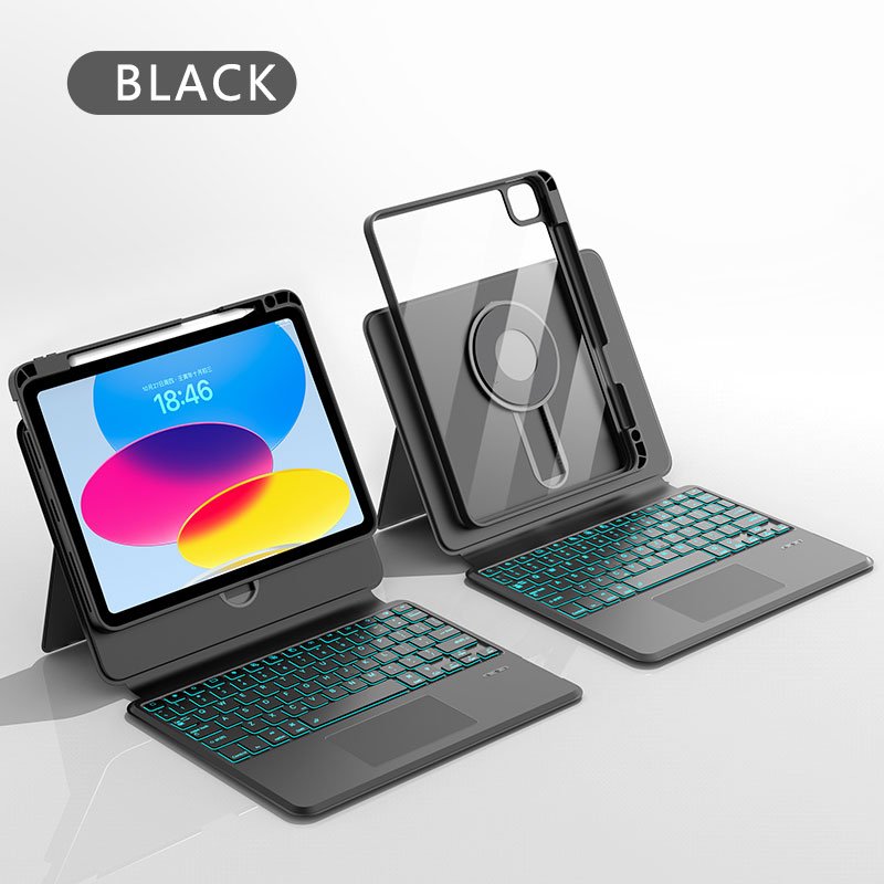 Wholesale Creative Design Keyboard tablet Case Magnetic Swivel pad case Multi-functional Leather cover for ipad case
