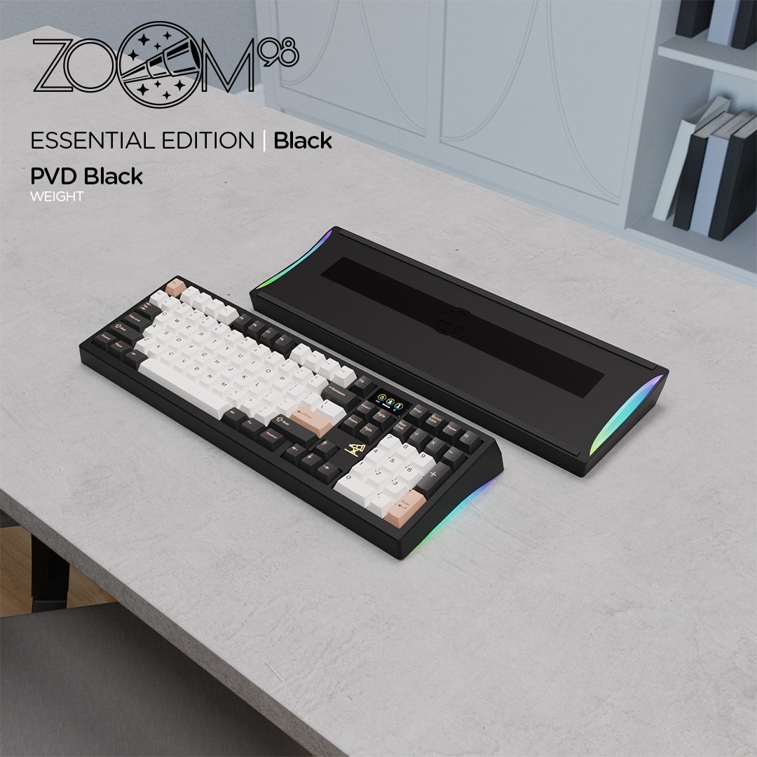 98% Layout Mechanical Keyboard Kit with PVD Weight Home Office Gaming Keyboards Meletrix Brand ZOOM98 EE Black Color
