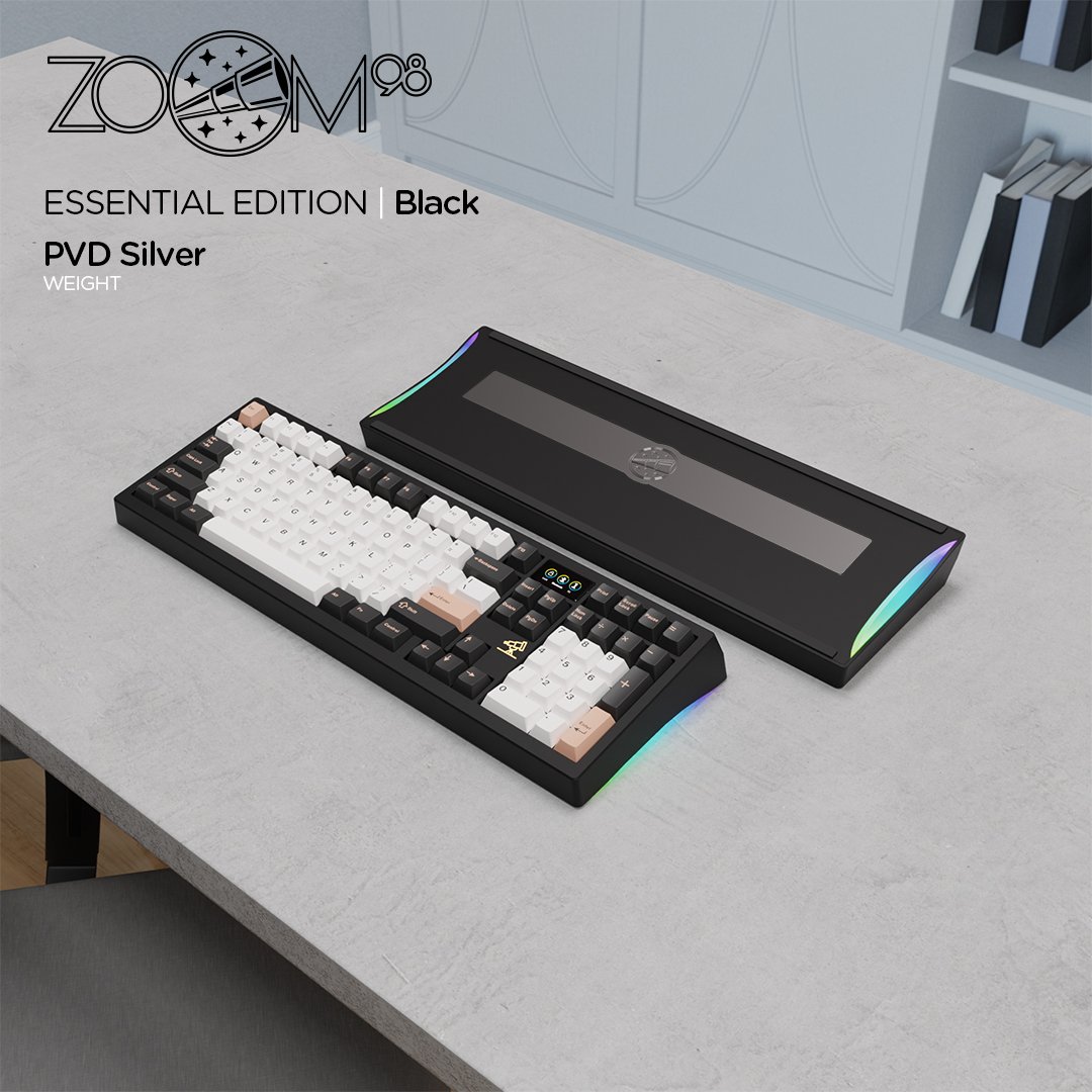 98% Layout Mechanical Keyboard Kit with PVD Weight Home Office Gaming Keyboards Meletrix Brand ZOOM98 EE Black Color
