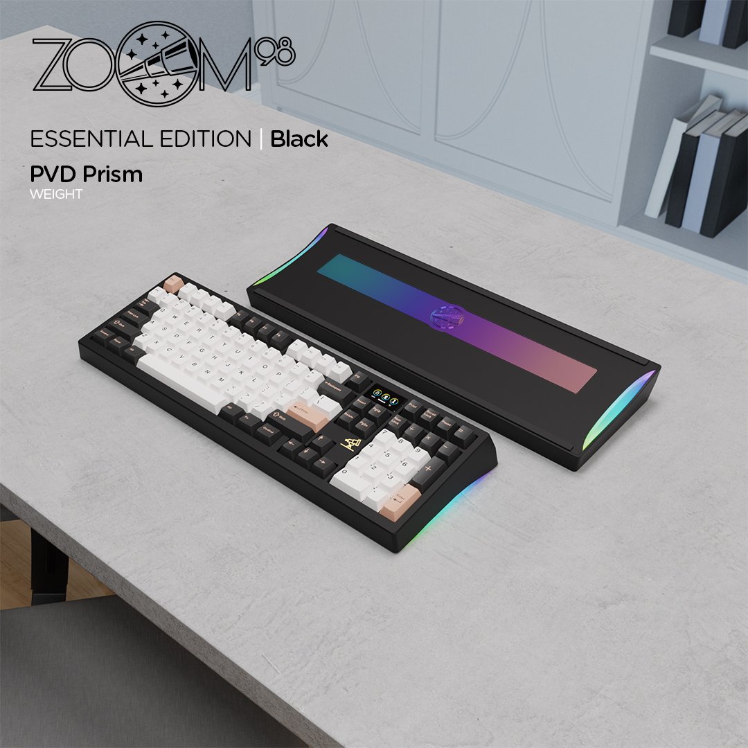 98% Layout Mechanical Keyboard Kit with PVD Weight Home Office Gaming Keyboards Meletrix Brand ZOOM98 EE Black Color