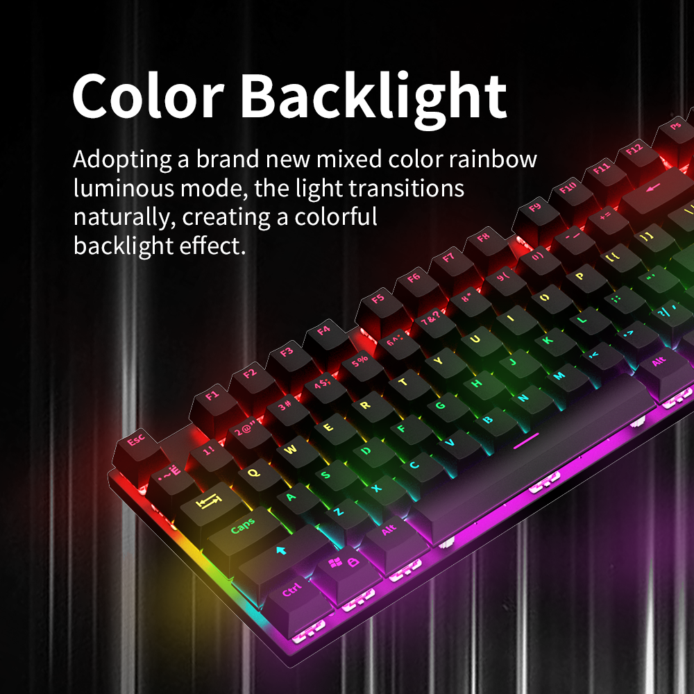 Full Size 104 Keys Wired Mechanical Gaming Keyboard for Mac Layout with Blue Switch LED Backlight Double Shot ABS Keycaps
