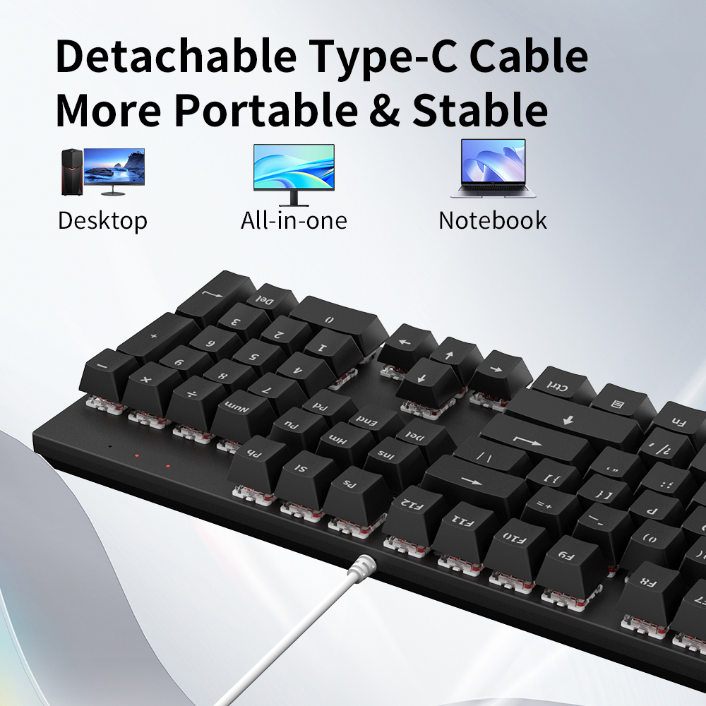 Full Size 104 Keys Wired Mechanical Gaming Keyboard for Mac Layout with Blue Switch LED Backlight Double Shot ABS Keycaps