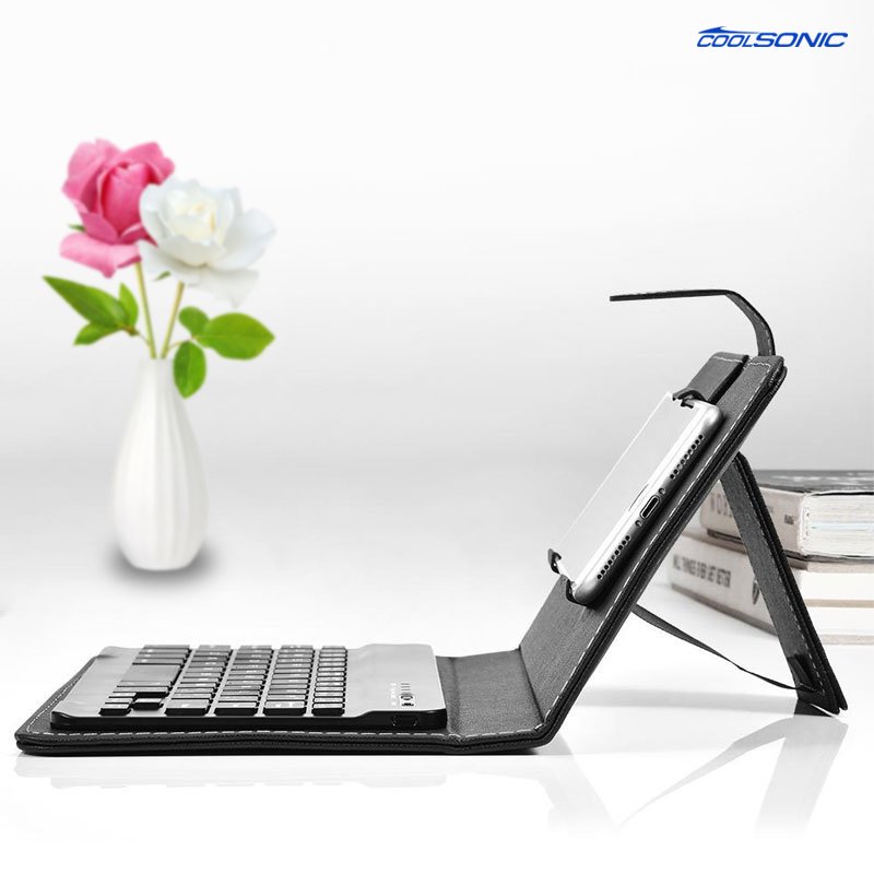 Portable Flip PU Leather Wireless Keyboard Phone Case Three-System Universal Pure Color Tablet Case For 7inch 8inch 9.7inch