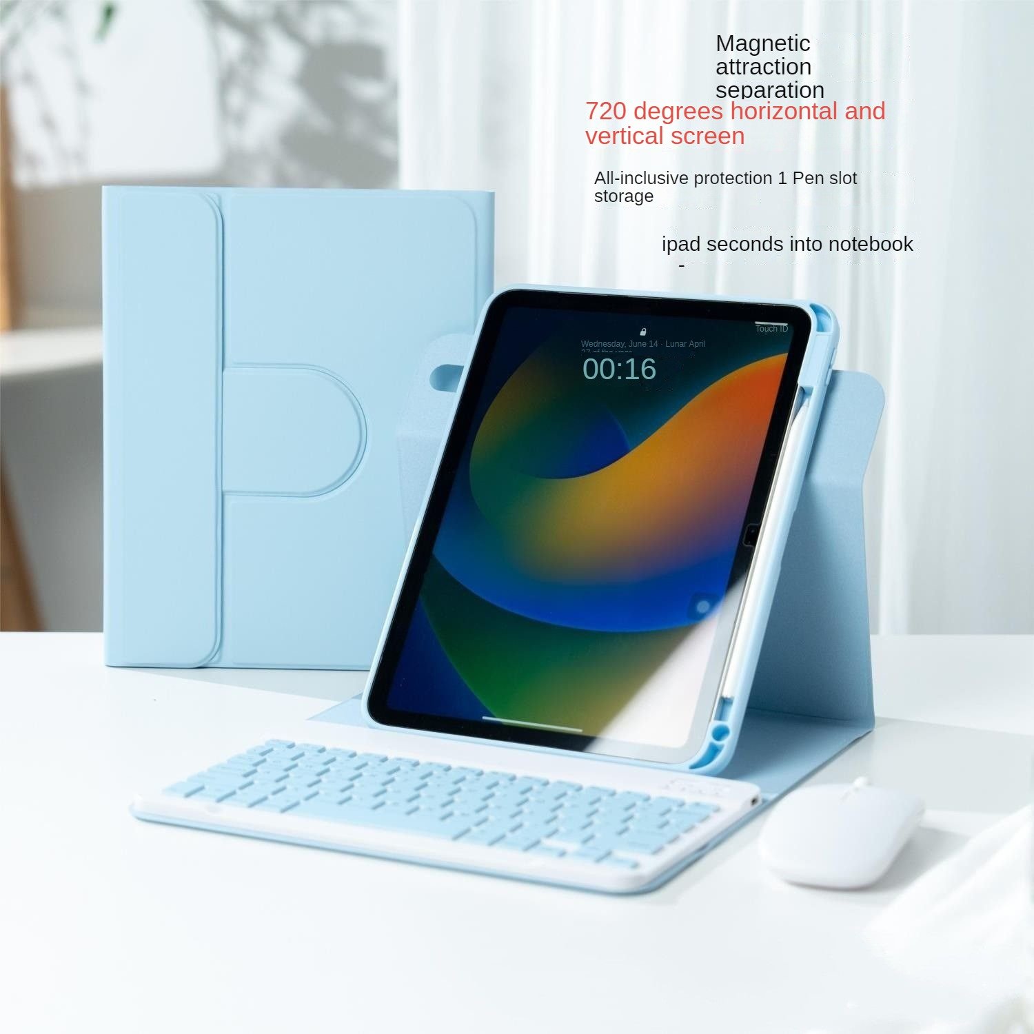 Pencil Slot Stand Shockproof Clear Cover 360 Rotation Flip Cover Case with Keyboard For Apple iPad 7 8 9 10 Air 4 5 Pro 11 inch