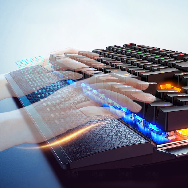 hot selling product diy sublimated red black blue switch mechanical keyboard with hand wrist palm rest pad and multi media key