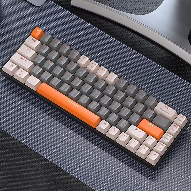Wholesale customization Keyboard Custom Conform Ergonomic 68 Keys Bluetooth Wireless with RGB Backlit Mechanical Keyboard