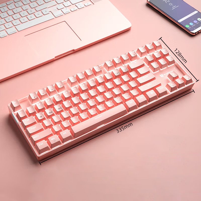 80% Pink Wireless RGB Backlit Gaming Keyboard Portable 87 Keys USB 3.0 Interface Green Switch professional gaming keyboard