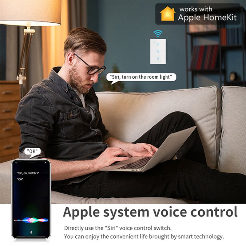 Apple HomeKit US Smart Switch Touch 1/2/3/4 Gang Smart Home Alexa Google Home With Neutral