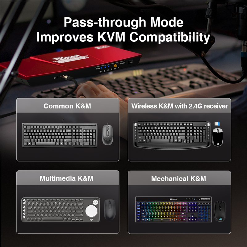 TESmart 2 Port Dual Monitor KVM Switch Kit HDMI VGA 4K60Hz with EDID Emulation K&M Pass-through 2x2 KVM Switches
