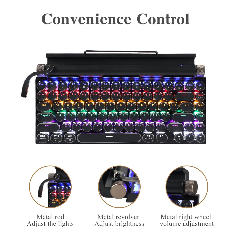 KEYCEO BT TLK Mechanical keyboard round key Separate Rotary knob for control the backlit and Vol Rainbow and RGB Backlit OEM