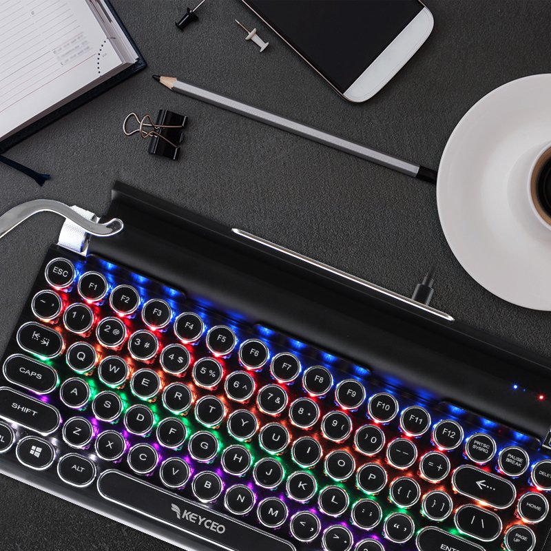 KEYCEO BT TLK Mechanical keyboard round key Separate Rotary knob for control the backlit and Vol Rainbow and RGB Backlit OEM
