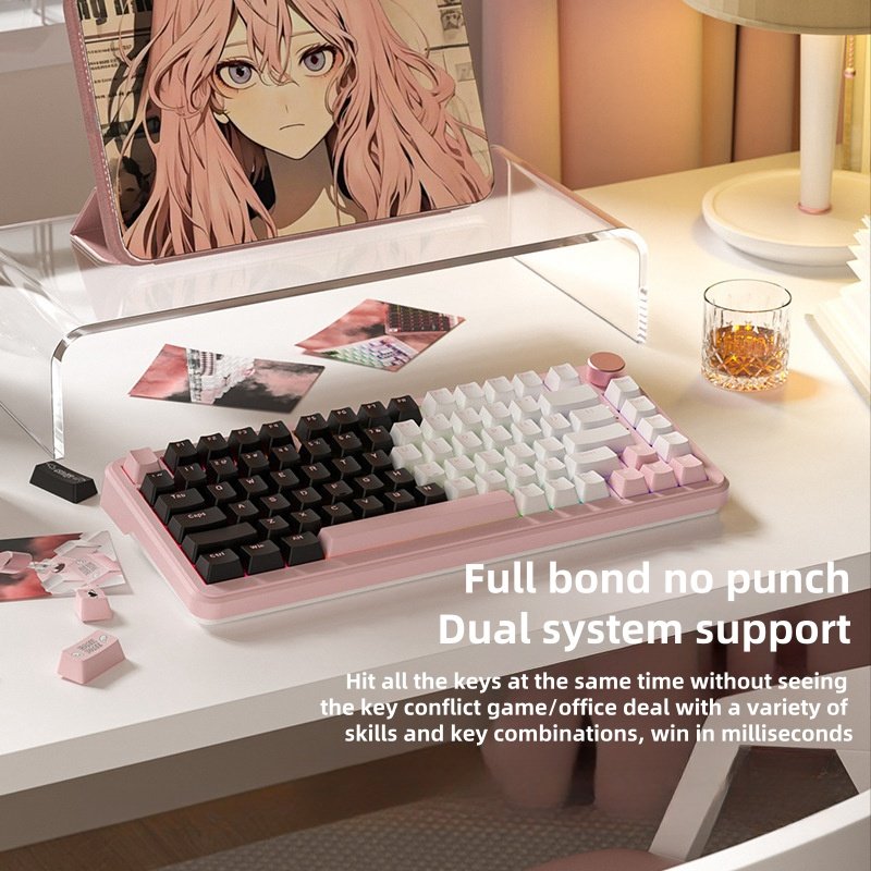 Custom 75% Wireless RGB Mechanical Gaming Keyboard with Bluetooth Interface Tablet Style Knob-Custom PC Keyboard