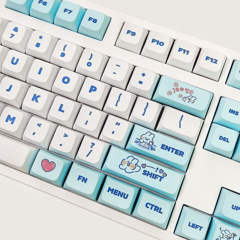 2023 Dropshipping XDA Profile Blue Bunny Dye Sublimation PBT Printed 129 Keycaps For Cherry MX Switch Mechanical keyboard