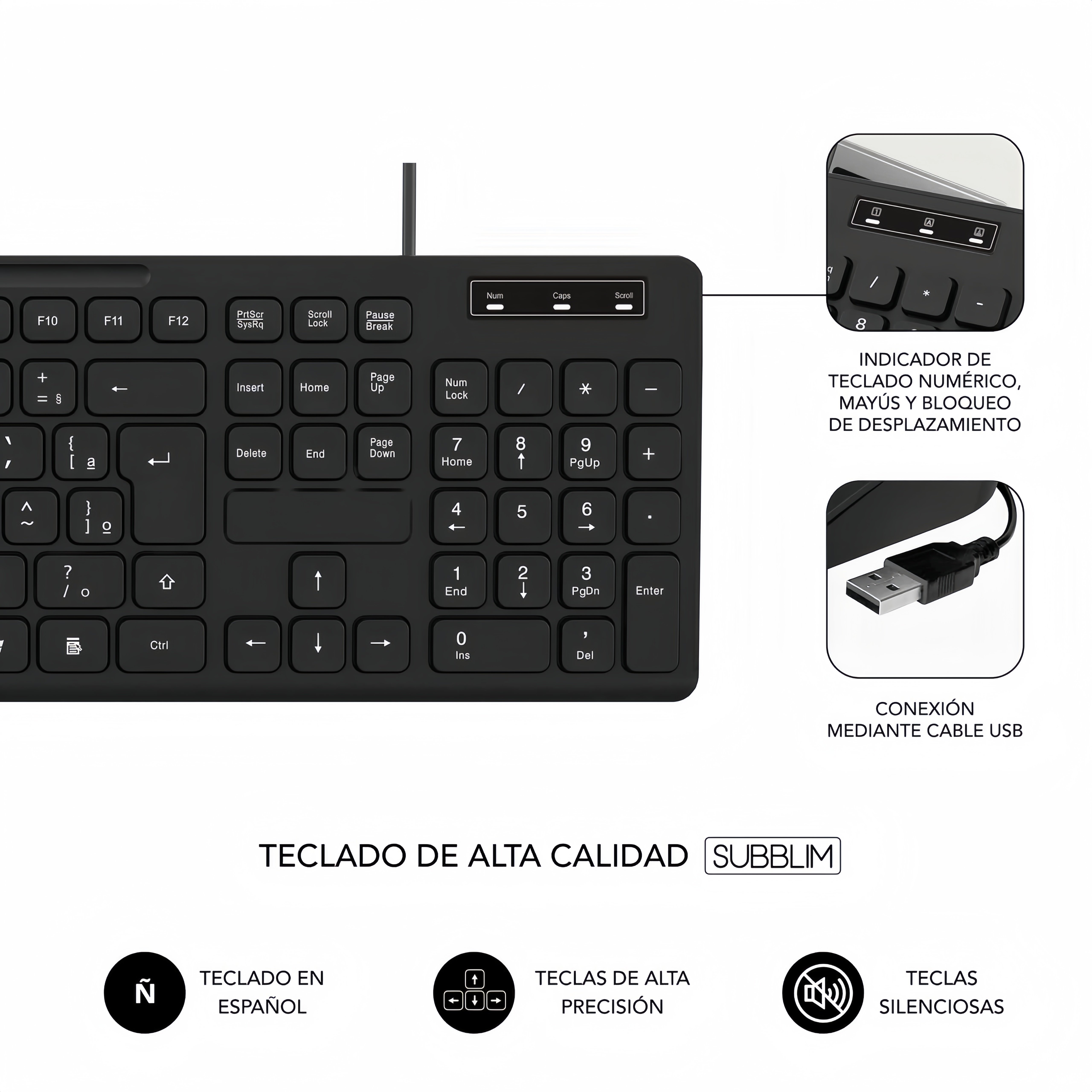 Wired Keyboard and Mouse Combo USB Keypad Optical Corded Mouse Full-Size Computer Keyboard Compatible with PC, Laptop