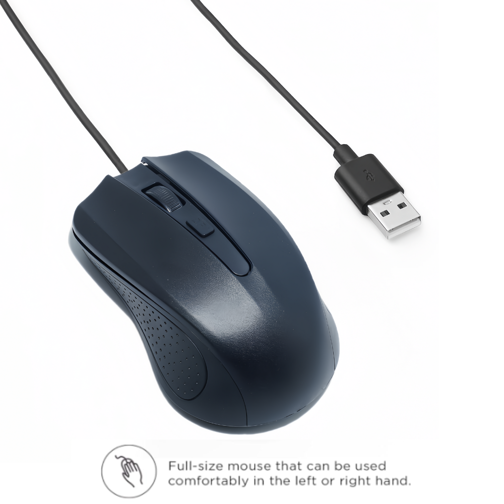Wired Keyboard and Mouse Combo USB Keypad Optical Corded Mouse Full-Size Computer Keyboard Compatible with PC, Laptop
