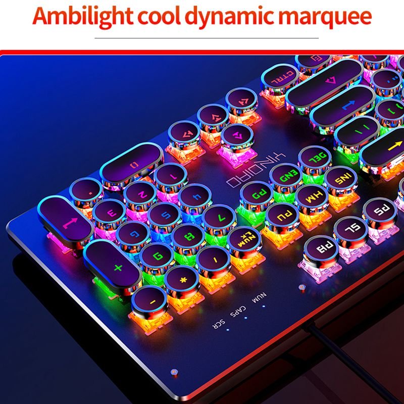 New Punk Exchangeable Shaft RGB Backlit Ergonomic Wired Keyboard Cyan Black Tea Axis 104 Keys Gaming Real Mechanical Keyboard