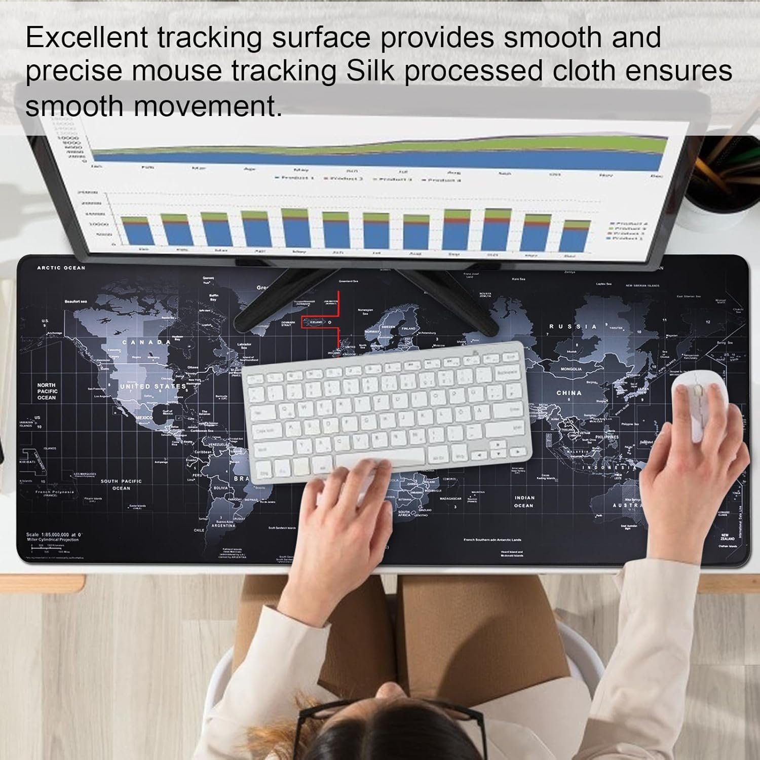 World Map Gaming Mouse Pad with non slip rubber base Large XL Office Desk Mat Computer Mouse pad for Keyboard
