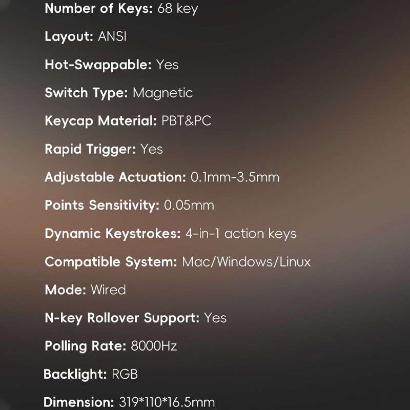 LUMINKEY Magger 68 HE Wired RGB Aluminum Mechanical Keyboard Gateron Magnetic White Pro PBT Switches for Mac Windows Linux