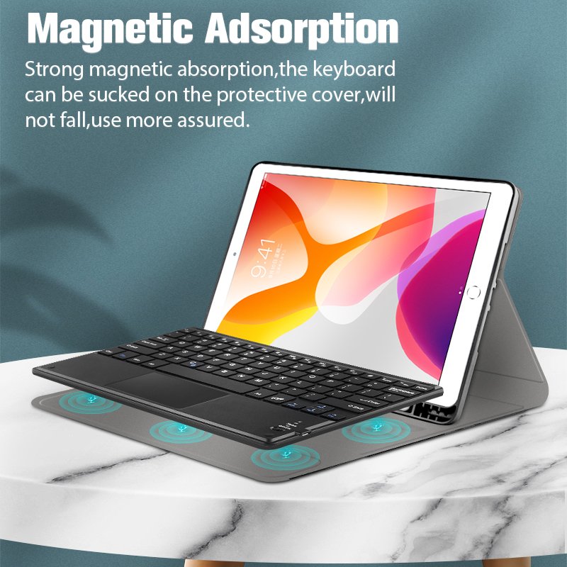 Trackpad Keyboard case for ipad 9 8th generation 2020 with pencil holder leather Case Cover