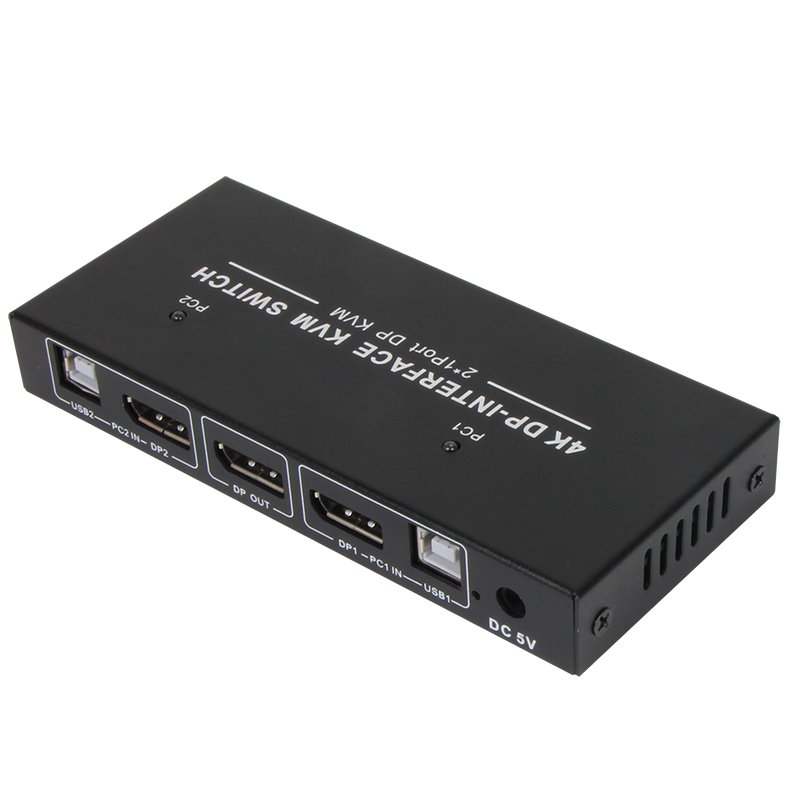 VCOM 2 In 1 Out DP KVM Switch 4K 60Hz Keyboard Video Mouse External Button Control DisplayPort Switcher Box