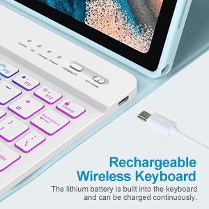 Protective Stand Cover Magnetic Tablet Case Cover With LED Wireless Keyboard For Samsung A8 10.5Inch