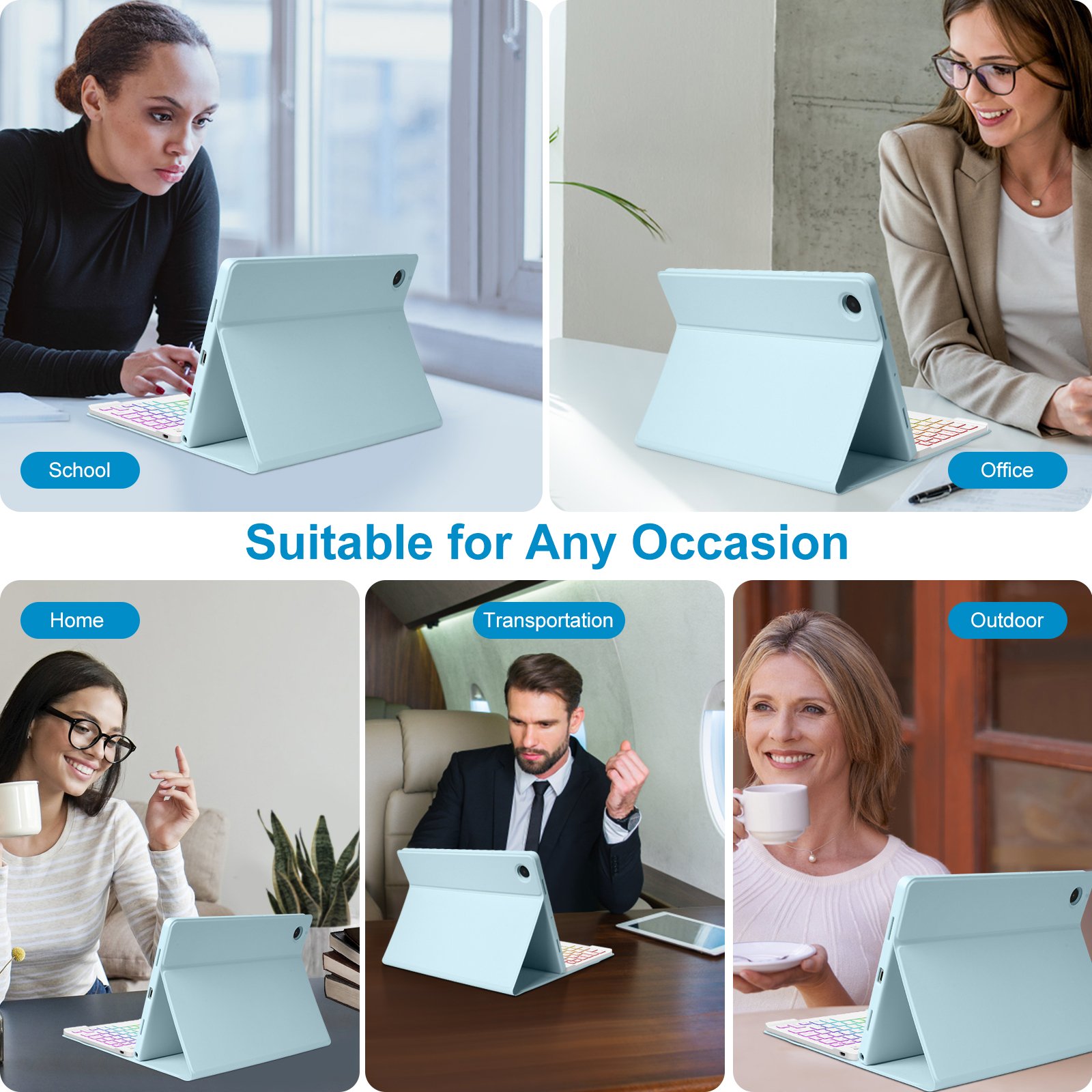Protective Stand Cover Magnetic Tablet Case Cover With LED Wireless Keyboard For Samsung A8 10.5Inch