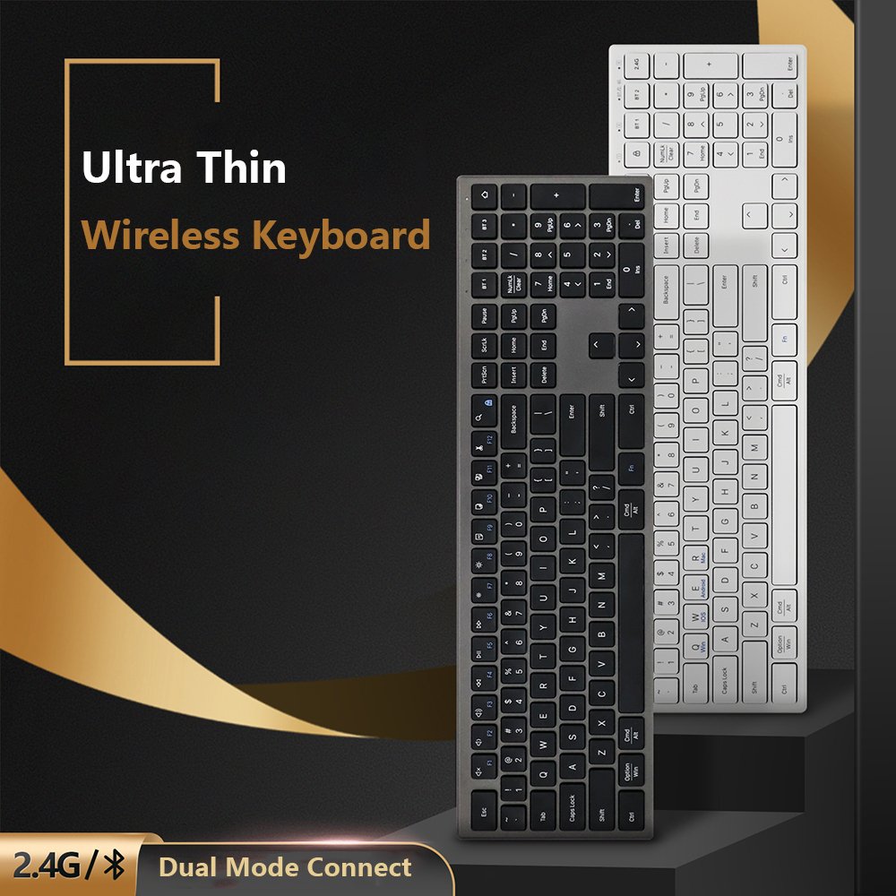 Full Size Ultra Thin Wireless Keyboard 2.4Ghz Computer Full Size Keyboard for PC Laptop Home Office