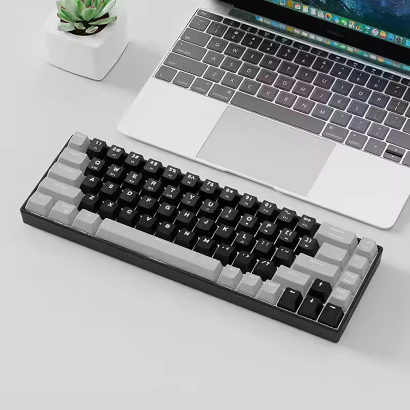 60% Mini Gasket-Structured Rechargeable Bluetooth Mechanical Keyboard: Hot-Swappable Red Switches & RGB for Gaming 68 key