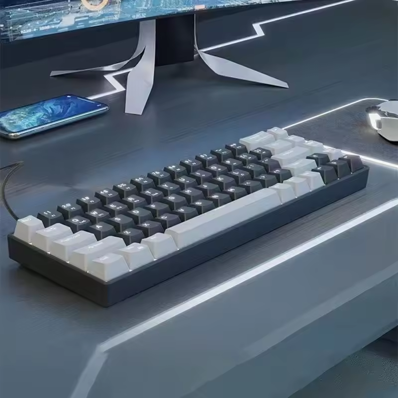 60% Mini Gasket-Structured Rechargeable Bluetooth Mechanical Keyboard: Hot-Swappable Red Switches & RGB for Gaming 68 key