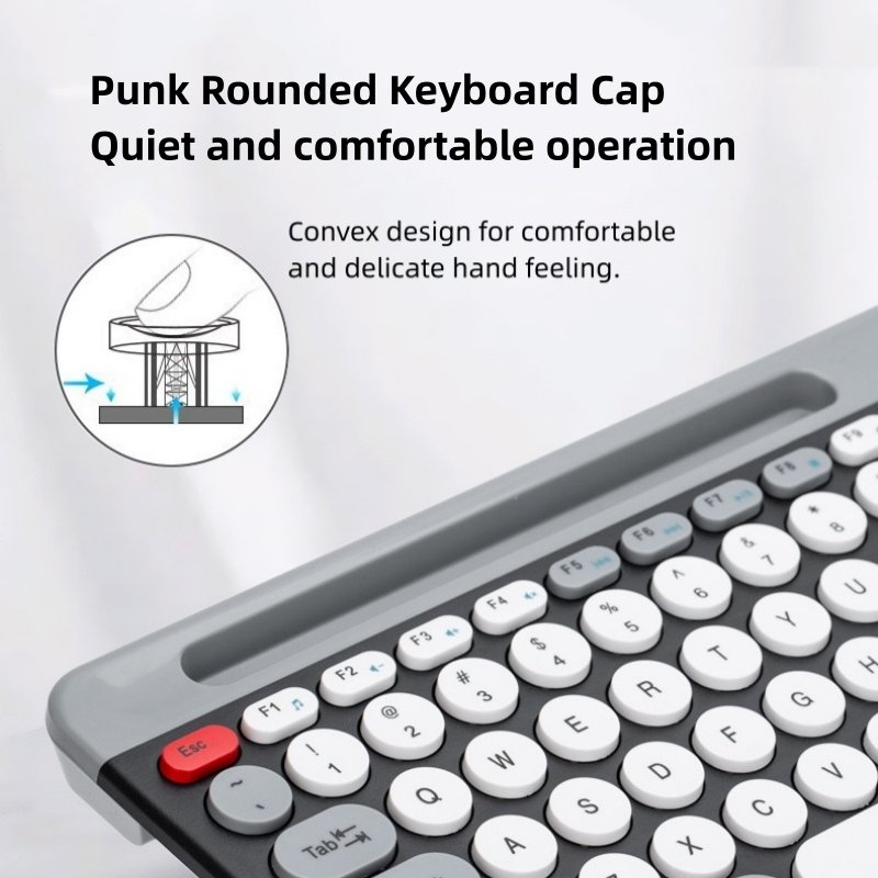 Hot Sale Wireless Dual Mode Rechargeable Keyboard And Mouse Set Punk Retro Round Business Office Computer Keyboard