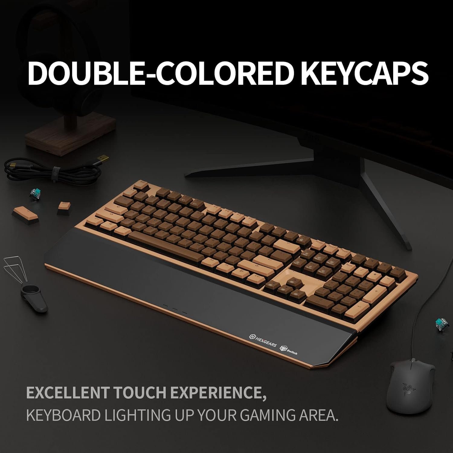 HEXGEARS X5 Brown 108 Keys Ergonomic Wireless Gaming Keyboard for Gaming Typing