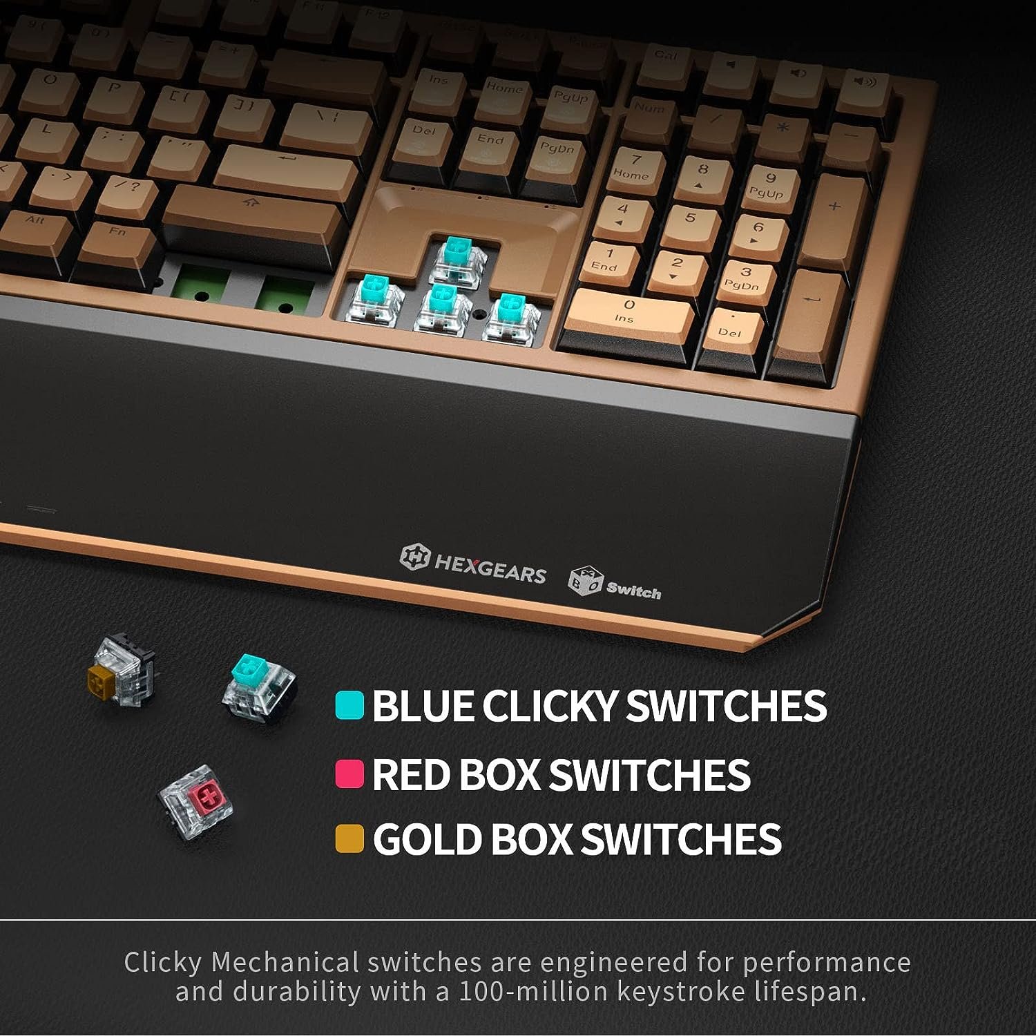 HEXGEARS X5 Brown 108 Keys Ergonomic Wireless Gaming Keyboard for Gaming Typing