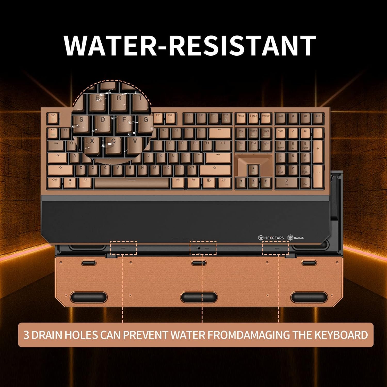 HEXGEARS X5 Brown 108 Keys Ergonomic Wireless Gaming Keyboard for Gaming Typing
