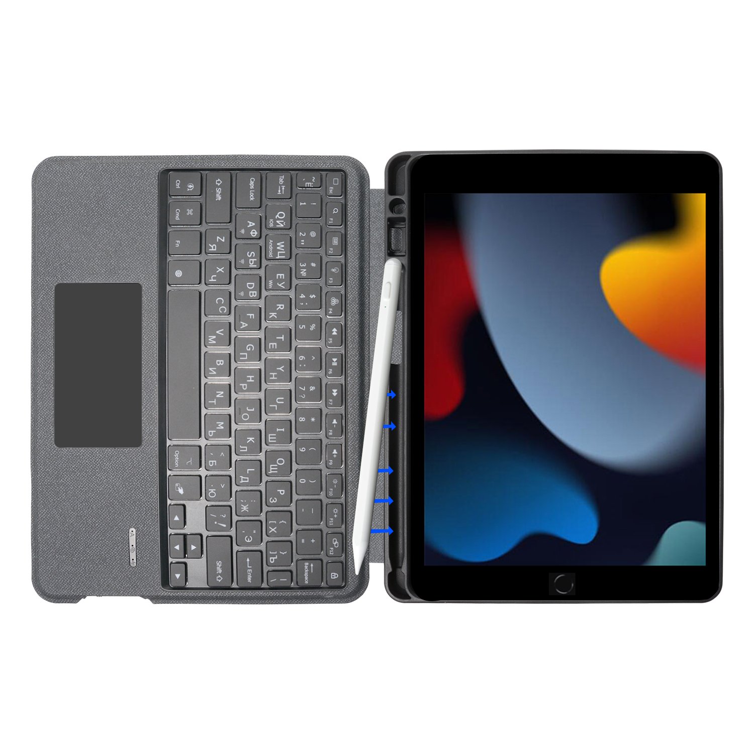 wireless Keyboard case for iPad 10.2 cover with removable integrated keyboard cover factory manufacture