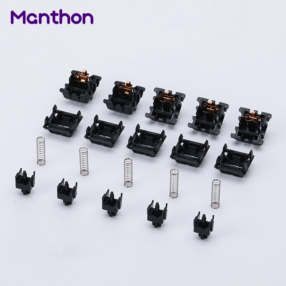 JWK Gold-plated Spring 5 Pin Pre-Lubed Black Nylon V1 V2 Linear Keyboard Switches