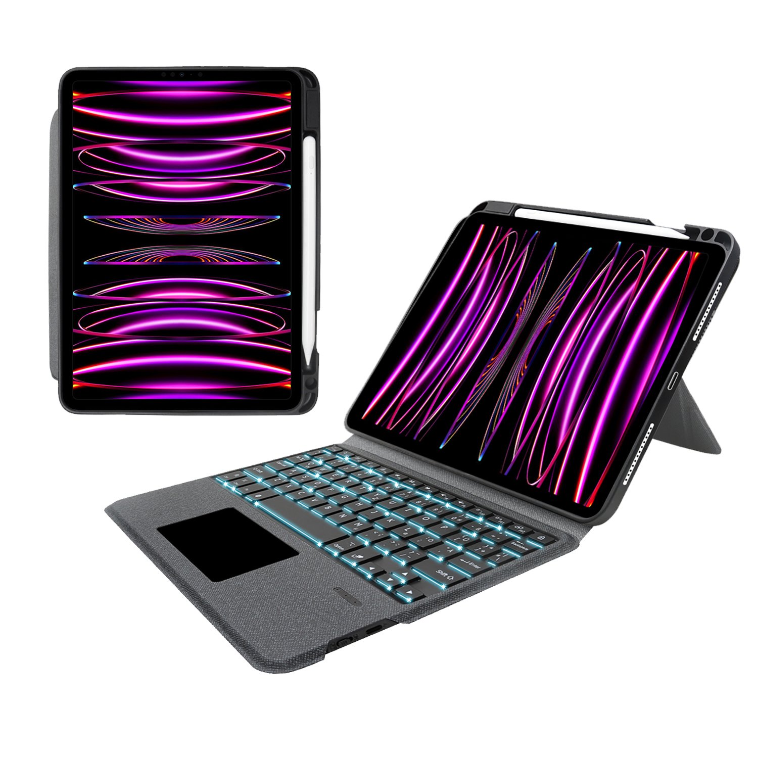 For Ipad Pro 11 Detachable Integrated Magnetic wireless Keyboard cover case with backlit and pen slot