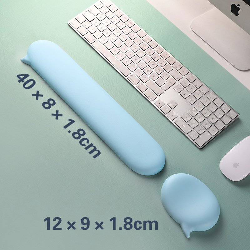 Pink Chat Bubble Shape PU Covered Rectangular Silicone Wrist Rest for Keyboard & Mouse with non slip Base