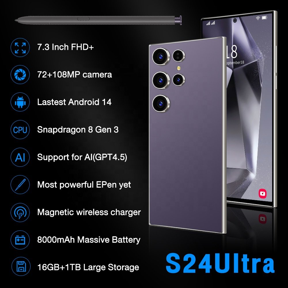 2024 new ultra-high speed S24 Ultra 16GB+1TB 5G smart phone 7.2-inch 48MP+100MP Snapdragon 8+2 Android 14 game phone